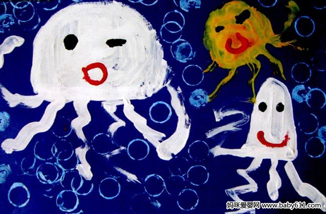 幼儿园小班画画教案设计:水母娃娃的舞会